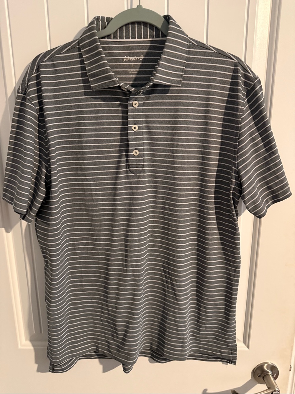 johnnie-O Striped Polo Shirt — Men’s Large